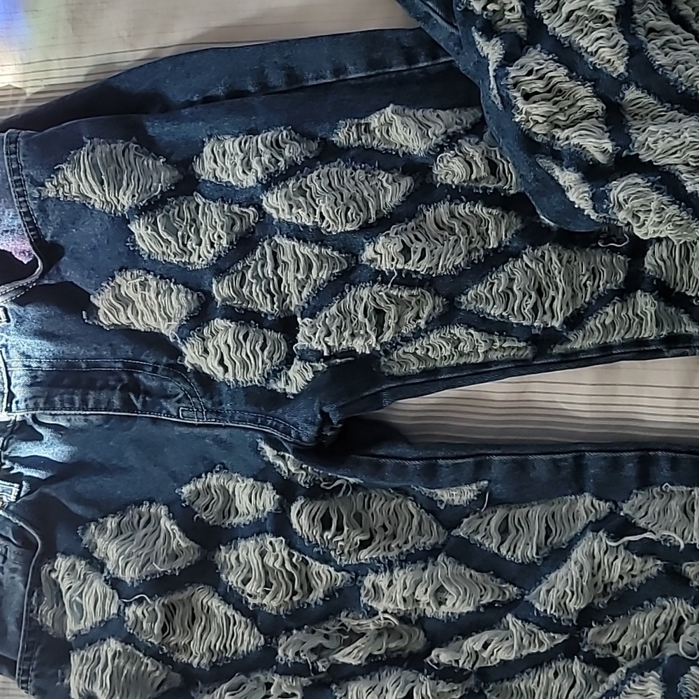 Textured Blue Skinny Jeans